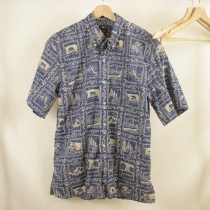 Reyn Spooner California Button Down Shirt Blue Size Medium